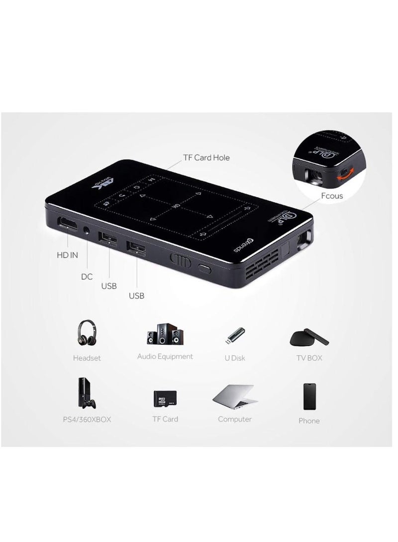 جهاز عرض D7 مصغر بتقنية المعالجة الديجيتال للضوء DLP ذاكرة رام 2 جيجابايت روم 16 4K مع واي فاي مدمج وبلوتوث - اسود 854 x 480 - Image 2