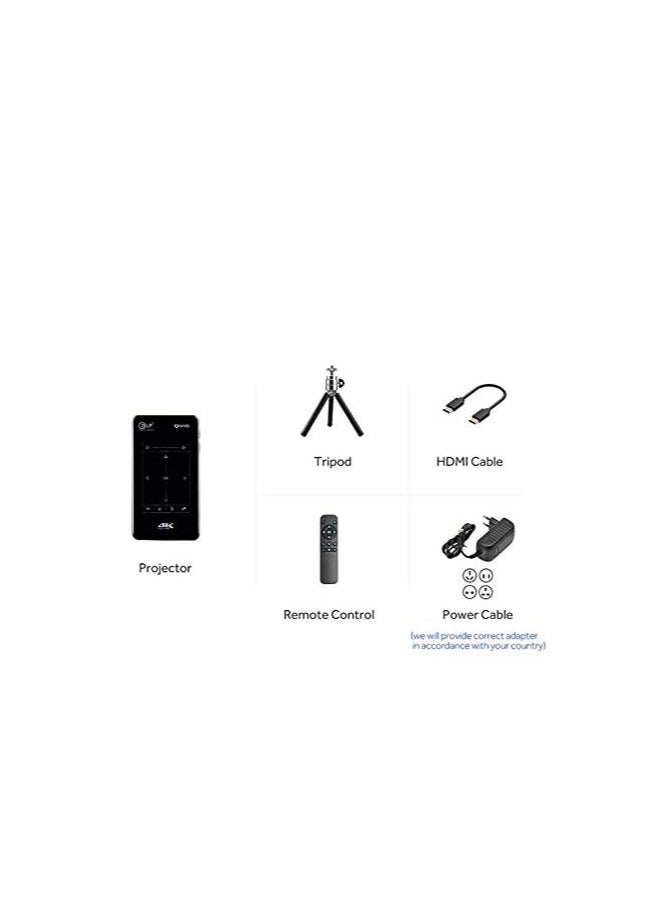 جهاز عرض D7 مصغر بتقنية المعالجة الديجيتال للضوء DLP ذاكرة رام 2 جيجابايت روم 16 4K مع واي فاي مدمج وبلوتوث - اسود 854 x 480 - Image 3