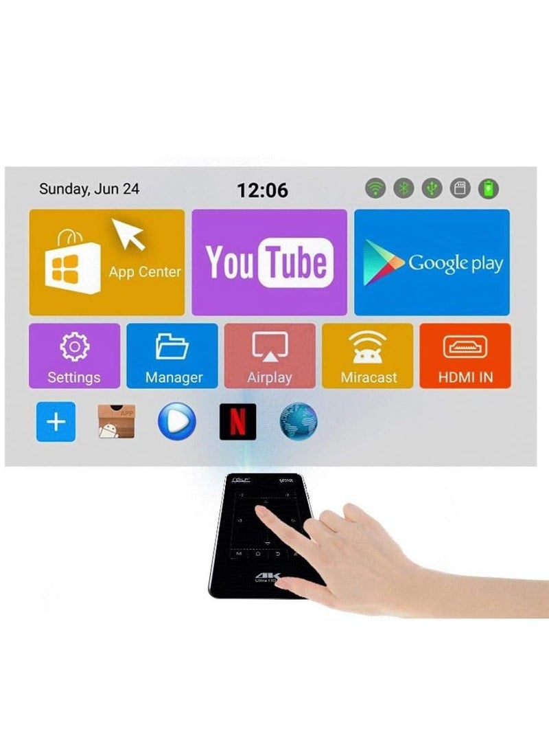 جهاز عرض D7 مصغر بتقنية المعالجة الديجيتال للضوء DLP ذاكرة رام 2 جيجابايت روم 16 4K مع واي فاي مدمج وبلوتوث - اسود 854 x 480 - Image 4