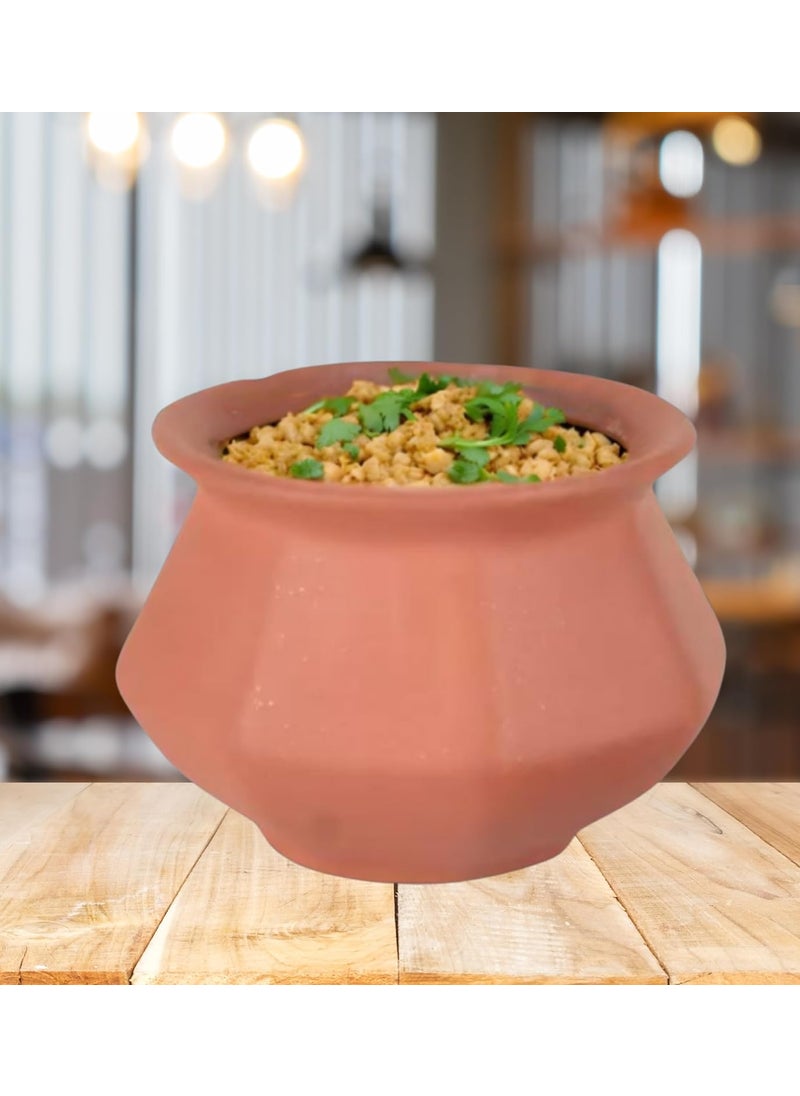 Terra Charms Terra Charms Clay Pot for Making Cooking Serving Bharta Clay Handi for Kitchen Safe Lightweight Durable Clay Dahi Handi Brown Colour 1800ml Pack of 1  - Image 1