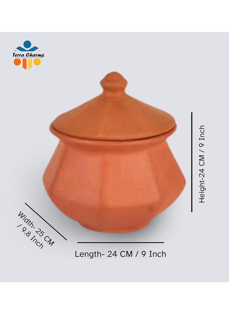 Terra Charms Terra Charms Clay Pot for Making Cooking Serving Bharta Clay Handi for Kitchen Safe Lightweight Durable Clay Dahi Handi Brown Colour 1800ml Pack of 1  - Image 3