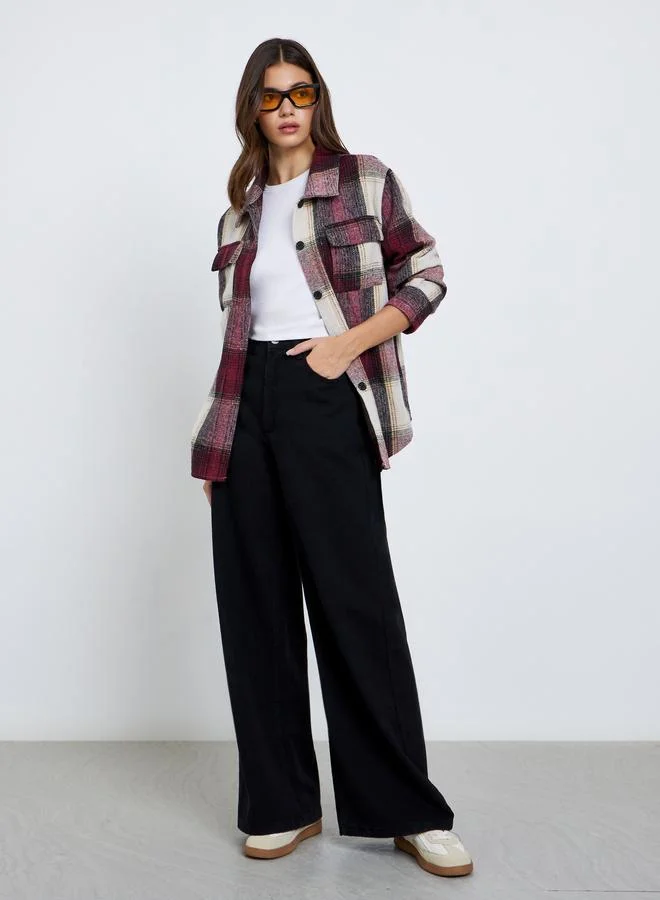 Take Two Take Two Women Red Checked Buttoned Jacket