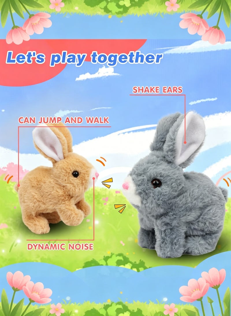 Amanli Interactive Electronic Pet, Plush Bunny Toy with Sounds and Movements Animated Walking Wiggle Ears Twitch Nose Gifts for Toddlers Birthday (Gray) - Image 5