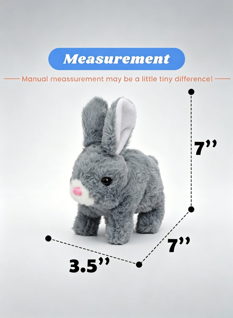 Amanli Interactive Electronic Pet, Plush Bunny Toy with Sounds and Movements Animated Walking Wiggle Ears Twitch Nose Gifts for Toddlers Birthday (Gray) - Image 2