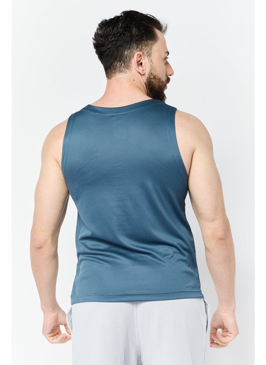 Reebok Men Sportswear Fit Sleeveless Training Vest, Blue  - Image 2