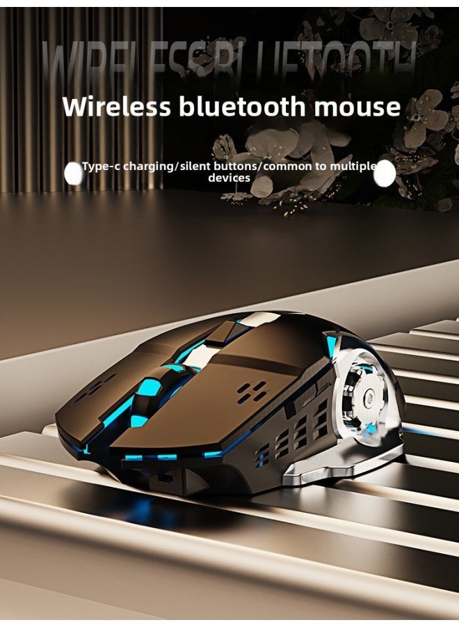 Forerunner Wireless Mouse High Color Value Bluetooth Mechanical Mute Rechargeable Laptop Game E-Sports Office-Color:Metallic Silver-charging Upgrade + Pad-Interface:Official Standard - Image 2