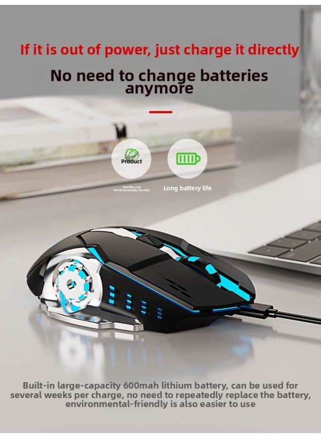 Forerunner Wireless Mouse High Color Value Bluetooth Mechanical Mute Rechargeable Laptop Game E-Sports Office-Color:Metallic Silver-charging Upgrade + Pad-Interface:Official Standard - Image 4