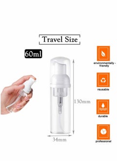 Excefore Pump Bottle Dispenser x6 60ml Pump Dispenser Bottle - Ideal for Decanting Shampoos, Sun Creams, Gels etc Travel Bottles 60ml Refillable Empty Plastic Bottles  - Image 4