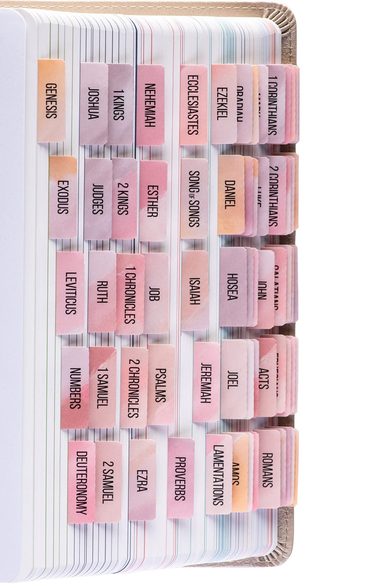 DiverseBee Laminated Bible Tabs (Large Print, Easy to Read), Bible Journaling Supplies, Bible Book Tabs, Christian Gift, 66 Bible Tabs Old and New Testament, Includes 11 Blank Tabs (Boho) - Image 1