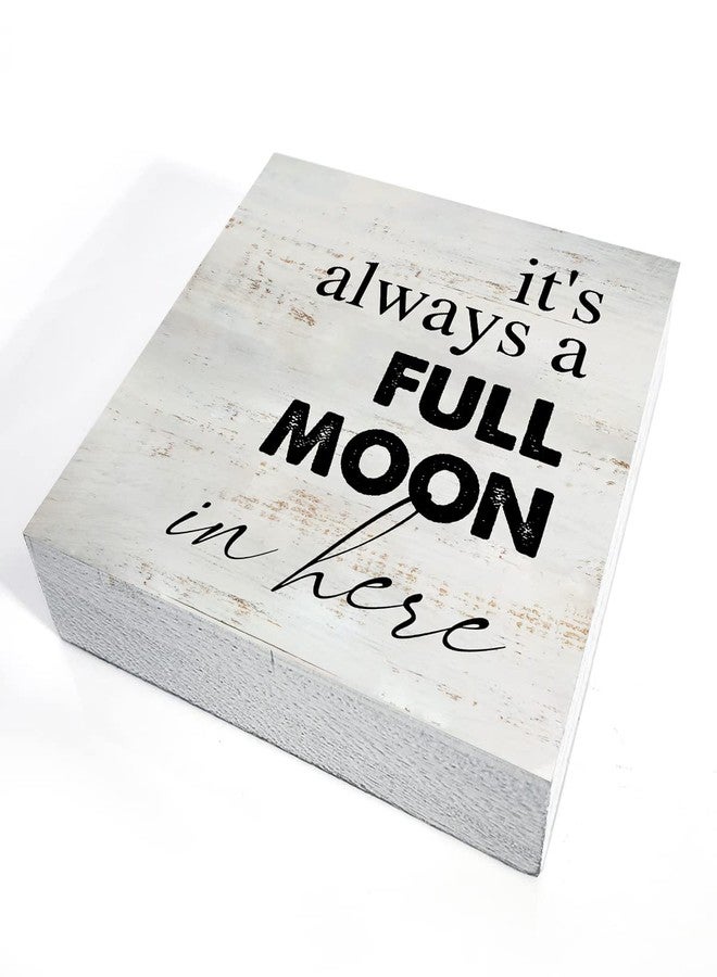 MAVOTEN Rustic Full Moon Bathroom Wood Box Sign Humor Toilet Wooden Box Sign Farmhouse Home Restroom Desk Shelf Decor (5 X 5 Inch) - Image 3