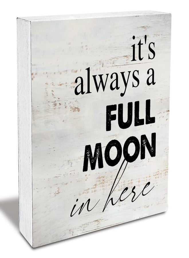 MAVOTEN Rustic Full Moon Bathroom Wood Box Sign Humor Toilet Wooden Box Sign Farmhouse Home Restroom Desk Shelf Decor (5 X 5 Inch) - Image 1