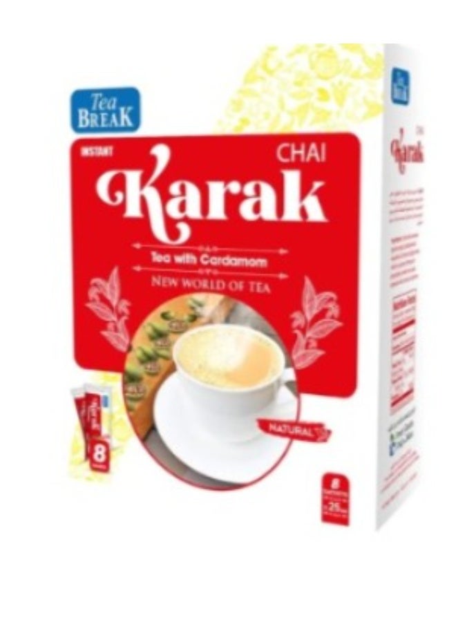 Tea Break Instant Karak Chai with Cardamom - 8 Sachets x 25g - Natural Flavor & Rich Aroma - Image 2