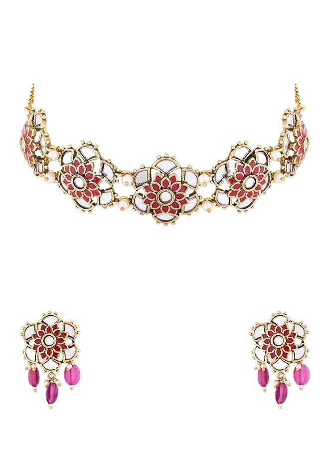 Voylla Thikri Jadau Style Necklace Set