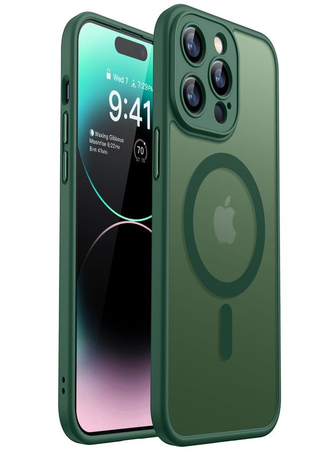 كانشن جراب CANSHN المغناطيسي المتوافق مع iPhone 14 Pro (6.1 بوصة)، مُحسّن [حماية كاملة للكاميرا] [متوافق مع MagSafe] [شفاف غير لامع] غطاء حماية للهاتف مقاوم للصدمات - أخضر داكن - Image 1