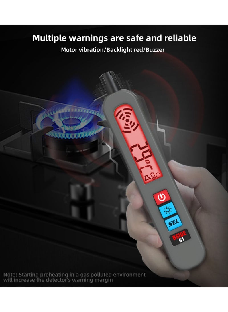 BSIDE G1 Portable Combustible Gas Detector – Rechargeable Natural Gas Leak Sensor with Temperature Display, NTC Sensing, Multi-Alarm System, Backlit Screen for Home & Industrial Safety - Image 3