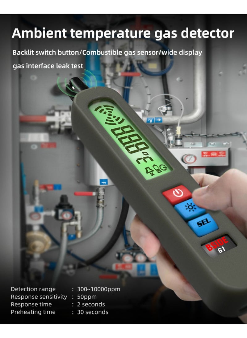 BSIDE G1 Portable Combustible Gas Detector – Rechargeable Natural Gas Leak Sensor with Temperature Display, NTC Sensing, Multi-Alarm System, Backlit Screen for Home & Industrial Safety - Image 5