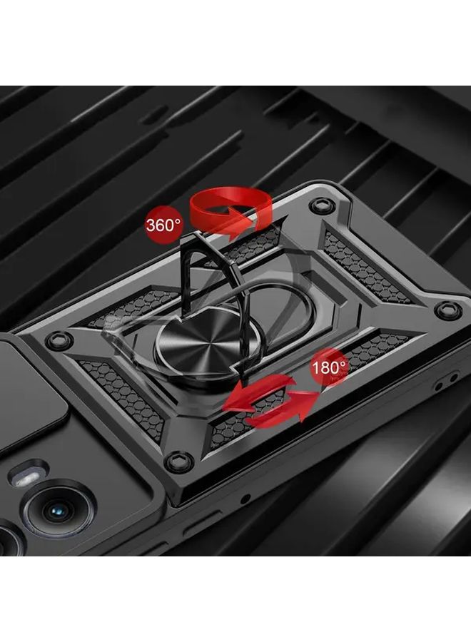 Shockproof Heavy Case with Metal Stand for Motorola G85 5G Black - Image 5