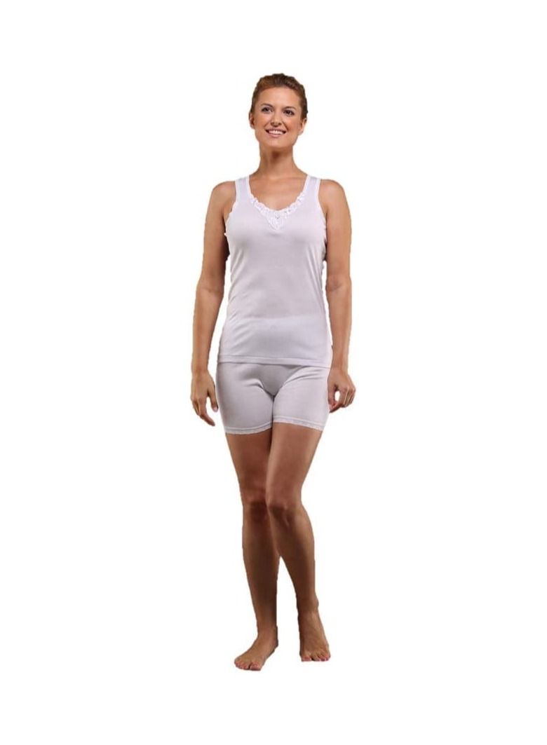 DeloPik EveryOne Ladies Cotton Vest and Boxer white Underwear set(PACK OF 12)(S)