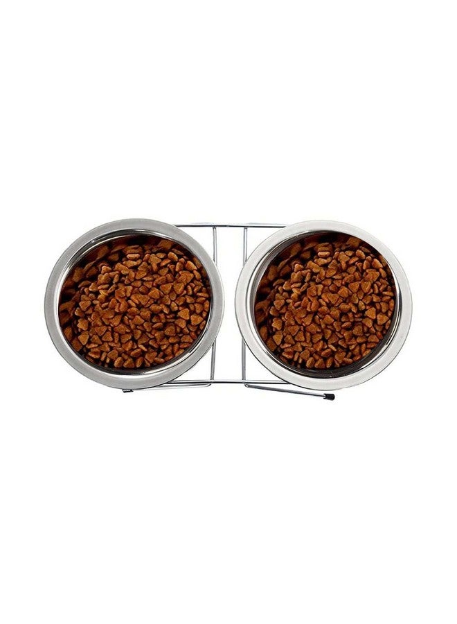 وعاء طعام وماء مزدوج الجوانب من Pus&Pets Pets | وعاء طعام غير قابل للانزلاق من الفولاذ المقاوم للصدأ | وعاء عشاء للجراء والكلاب (كبير - 1600 مل × 2 وعاء) - Image 2