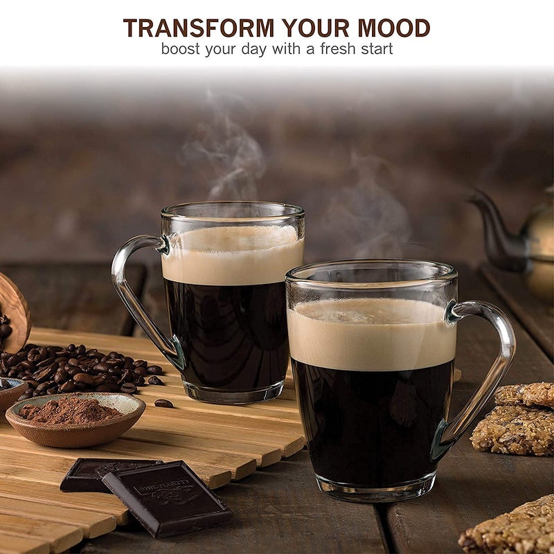 BINZO Glass Tea Cups Set of 6 Cup for Drinking Coffee Black Tea 240 ml Set of 6 - Image 5