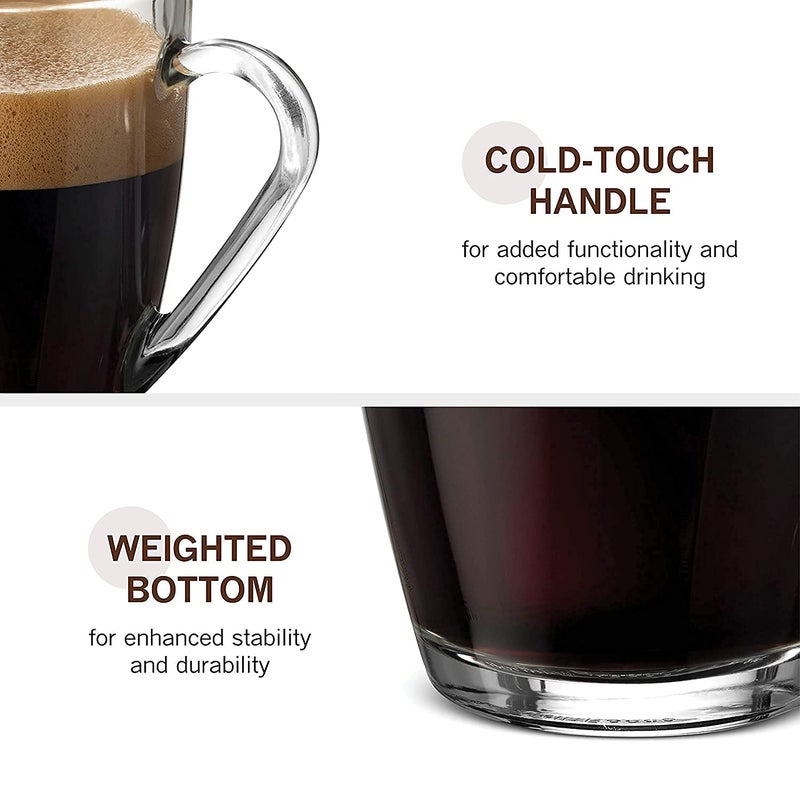 BINZO Glass Tea Cups Set of 6 Cup for Drinking Coffee Black Tea 240 ml Set of 6 - Image 3