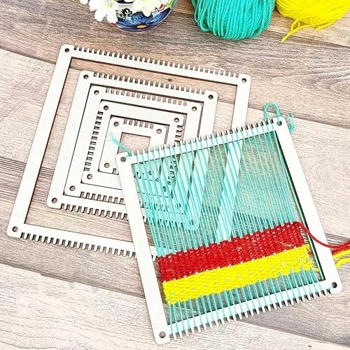 Cliths 6 Pcs Square Weaving Loom Kit for DIY Craft Yarn Wall Hanging Frames for Beginners Kids Textile Art Home Decor Macrame Crochet Tool Set - Image 5