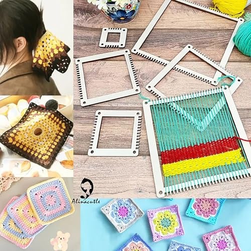 Cliths 6 Pcs Square Weaving Loom Kit for DIY Craft Yarn Wall Hanging Frames for Beginners Kids Textile Art Home Decor Macrame Crochet Tool Set - Image 3