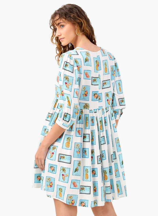 سبلاش فيڤ فستان بطبعة استوائية - Image 3