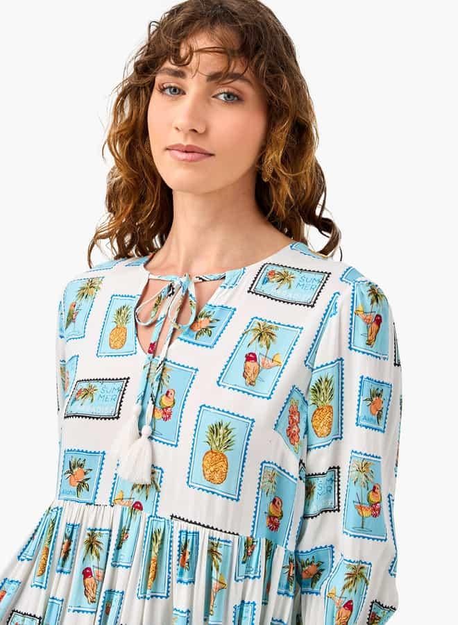 سبلاش فيڤ فستان بطبعة استوائية - Image 4