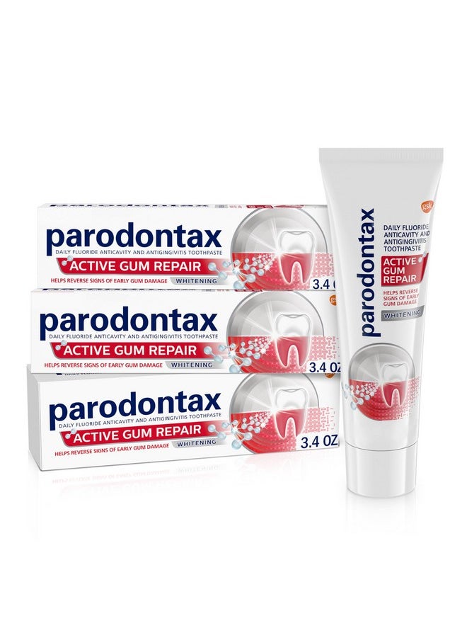 Parodontax - Parodontax Active Gum Repair Whitening Toothpaste for Bleeding Gums - 3x3.4 oz Tube - Image 1