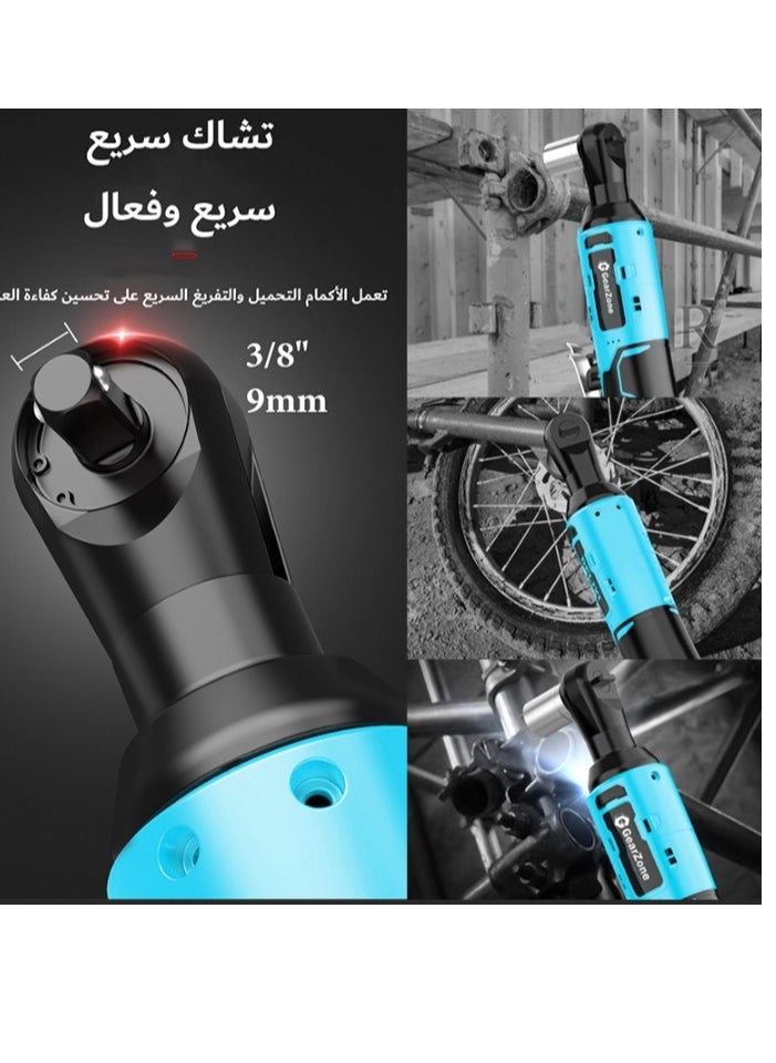 GearZone - Cordless Ratchet Wrench Kit（18pcs）, Power Ratchet with Variable Speed and LED Light, including two Lithium Batteries - Image 1