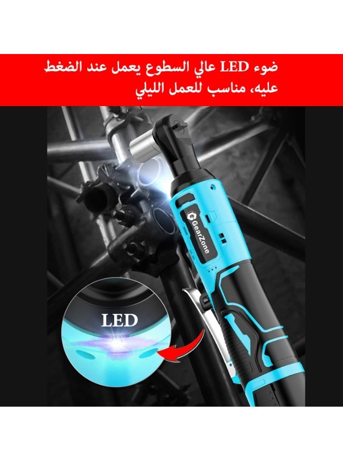 GearZone - Cordless Ratchet Wrench Kit（18pcs）, Power Ratchet with Variable Speed and LED Light, including two Lithium Batteries - Image 1