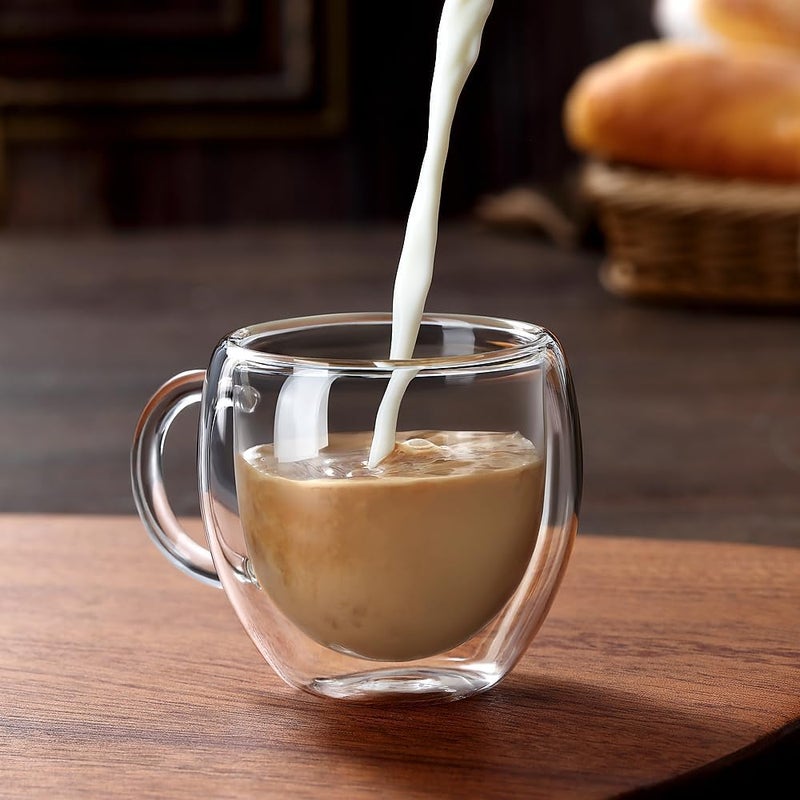 Wells Espresso Cups Set of 2 With Handle,2.5oz Clear Expresso Shots Cup,Espresso Shot Glasses,Double Wall Insulated Expresso Mugs,Tazas de Cafe Expreso,Microwave Dishwasher Safe,Suit for Espresso Machine - Image 5