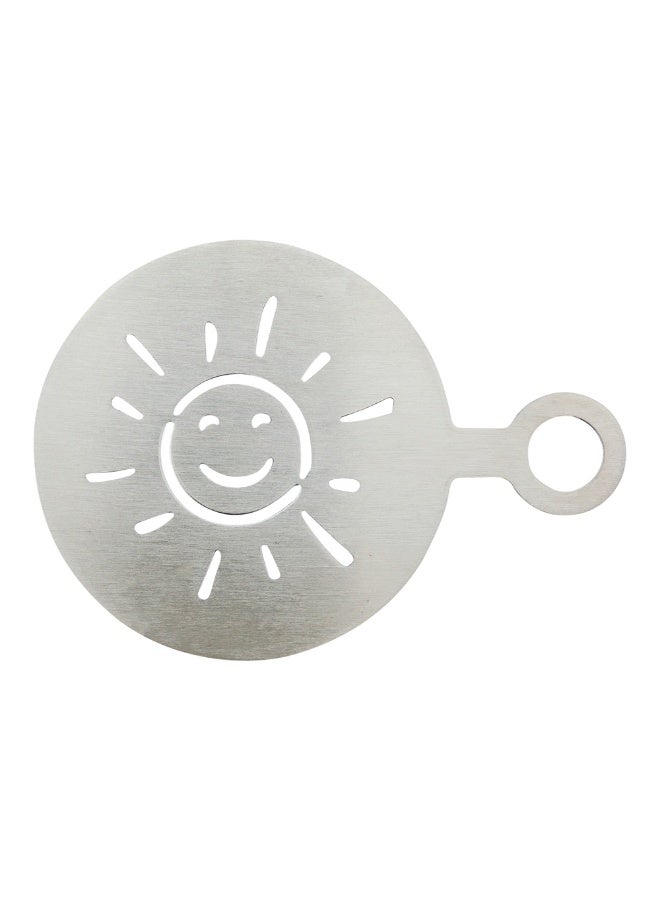 Restaurantware Restpresso 4.75 Inch Latte Stencil, 1 Smiley Sun Coffee Stencil - Summer Coffee Art Template, Decorate Cupcakes, Cakes, or Cookies, Stainless Steel Cappuccino Stencil, Heat-Resistant - Image 1