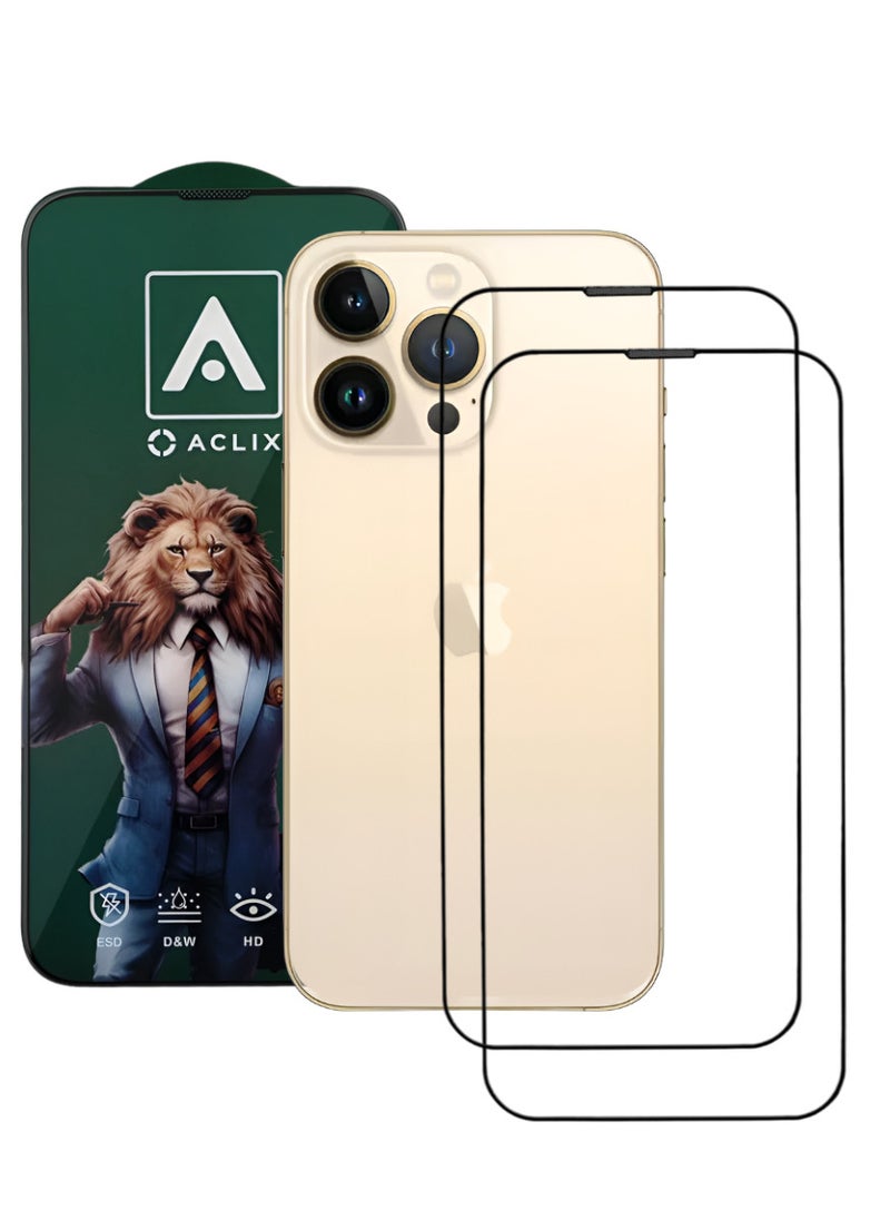 ACLIX 2 Pieces Antistatic ESD Dustproof Premium Quality High Definition Tempered Glass Screen Protector Designed For  iPhone 13 Pro Max - Image 1