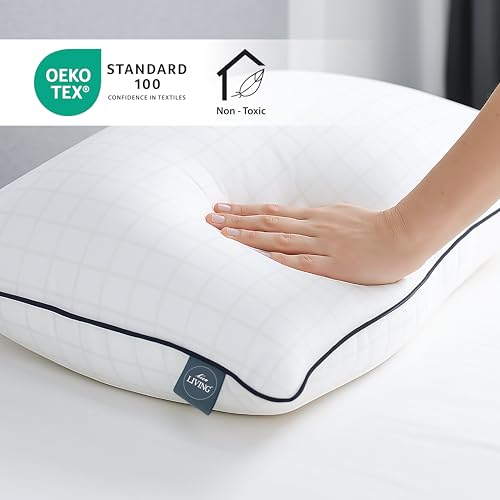 bien LIVING Extra Soft Microfiber Filled Pristine Pillow, Luxurious 300 Tc 100% Cotton Fabric Treated with Sanitized Finish, Sleeping Pillow for Back Sleepers, 17 X 27 Inches, White (Pack of 2) - Image 2