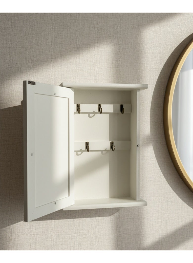 AASAI CART Welcome Sign Wall Wooden Key Box, White Wooden Lighthouse Design, 5 Decorative Hooks, Marble Pattern, Wall Mount Storage Organizer, Mounted Key Holder - Image 4