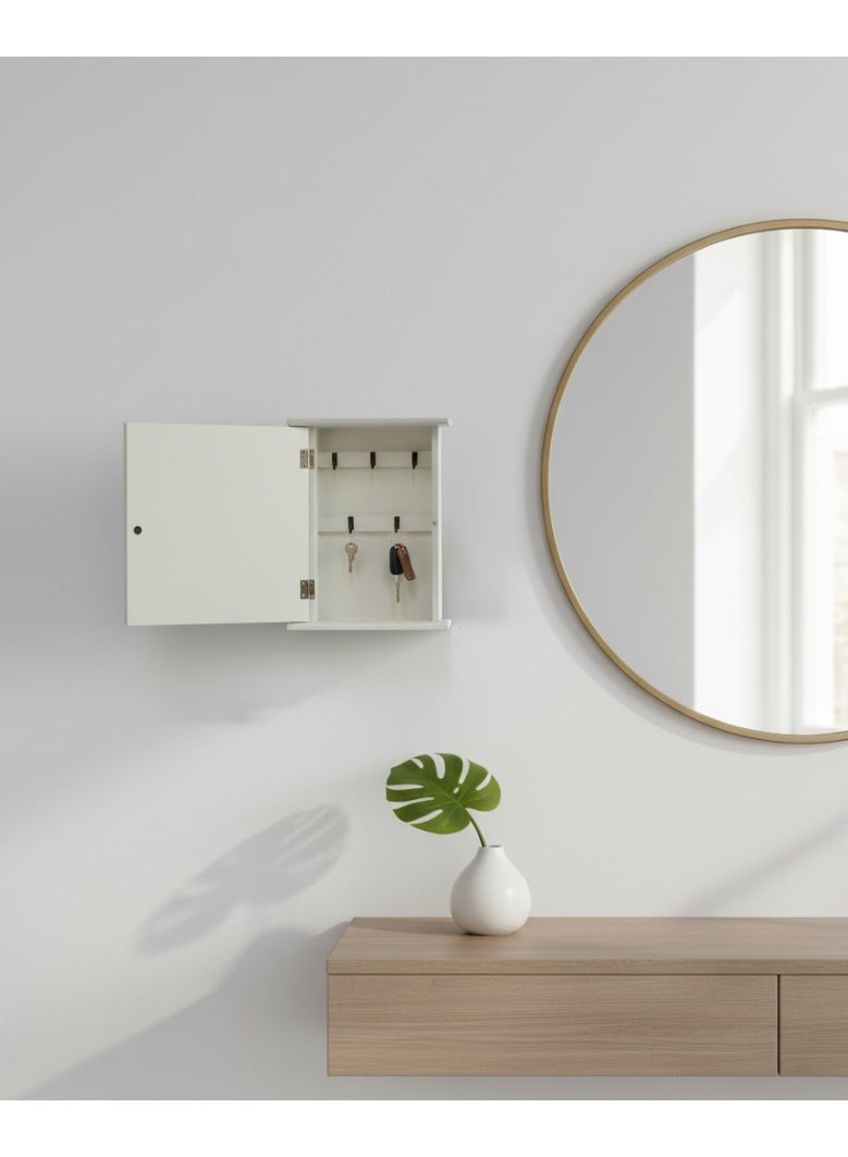 AASAI CART Welcome Sign Wall Wooden Key Box, White Wooden Lighthouse Design, 5 Decorative Hooks, Marble Pattern, Wall Mount Storage Organizer, Mounted Key Holder - Image 3