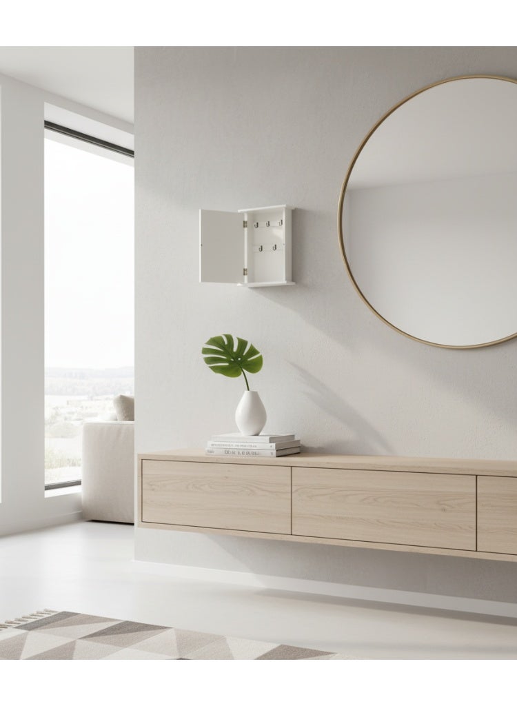 AASAI CART Welcome Sign Wall Wooden Key Box, White Wooden Lighthouse Design, 5 Decorative Hooks, Marble Pattern, Wall Mount Storage Organizer, Mounted Key Holder - Image 5