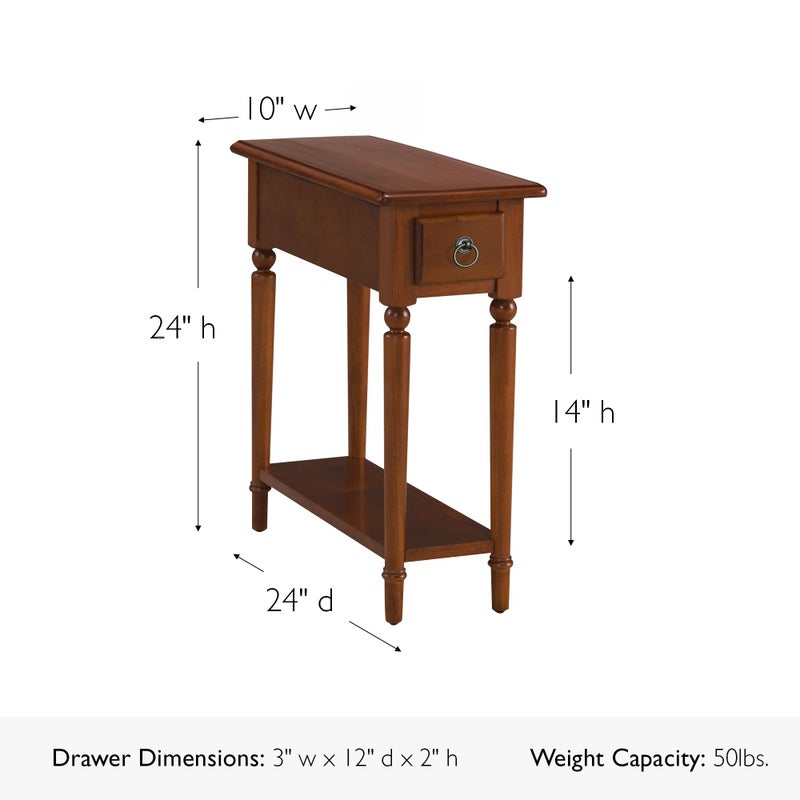 Leick Home Coastal End Table, Solid Wood, 1 Drawer, Bottom Display Shelf, Easy-Assembly, For Living Room/Bedroom, Rich Pecan Brown, 23.5 in. L x 10.0 in. W x 24 in. H, 20017-PC - Image 3
