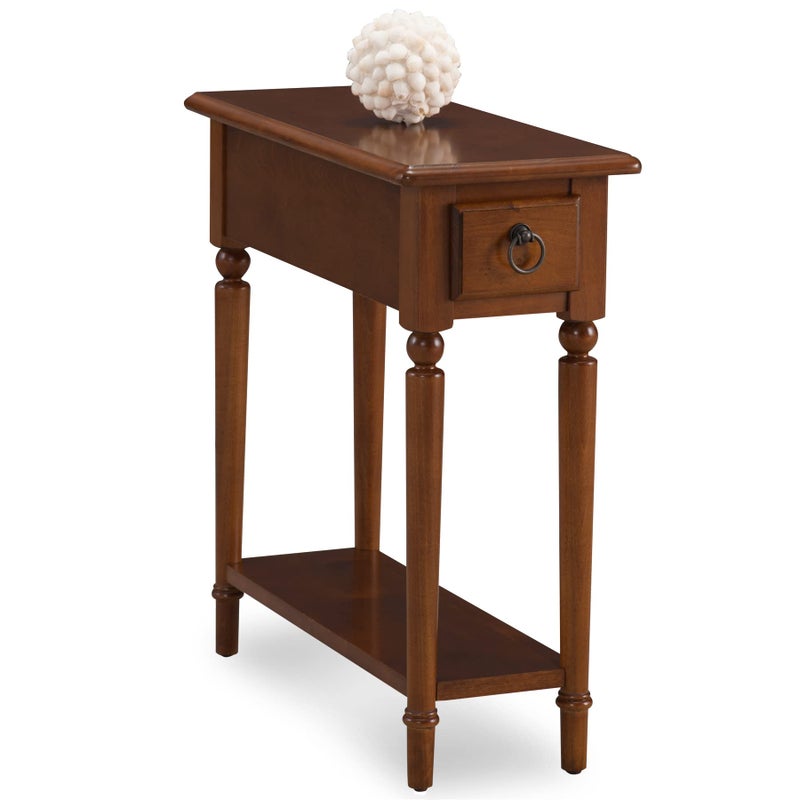 Leick Home Coastal End Table, Solid Wood, 1 Drawer, Bottom Display Shelf, Easy-Assembly, For Living Room/Bedroom, Rich Pecan Brown, 23.5 in. L x 10.0 in. W x 24 in. H, 20017-PC - Image 1