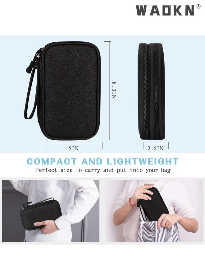 WAOKN Electronic Organizer, Travel Cable Organizer Bag Pouch Accessories Carry Case Portable Waterproof Double Layers Storage for Cable, Cord, Charger, Phone, Earphone, Digital Gadget Organizer Case, Black  - Image 4