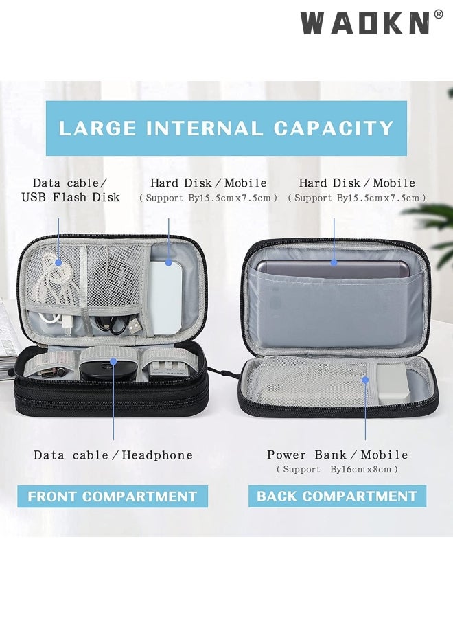 WAOKN Electronic Organizer, Travel Cable Organizer Bag Pouch Accessories Carry Case Portable Waterproof Double Layers Storage for Cable, Cord, Charger, Phone, Earphone, Digital Gadget Organizer Case, Black  - Image 5