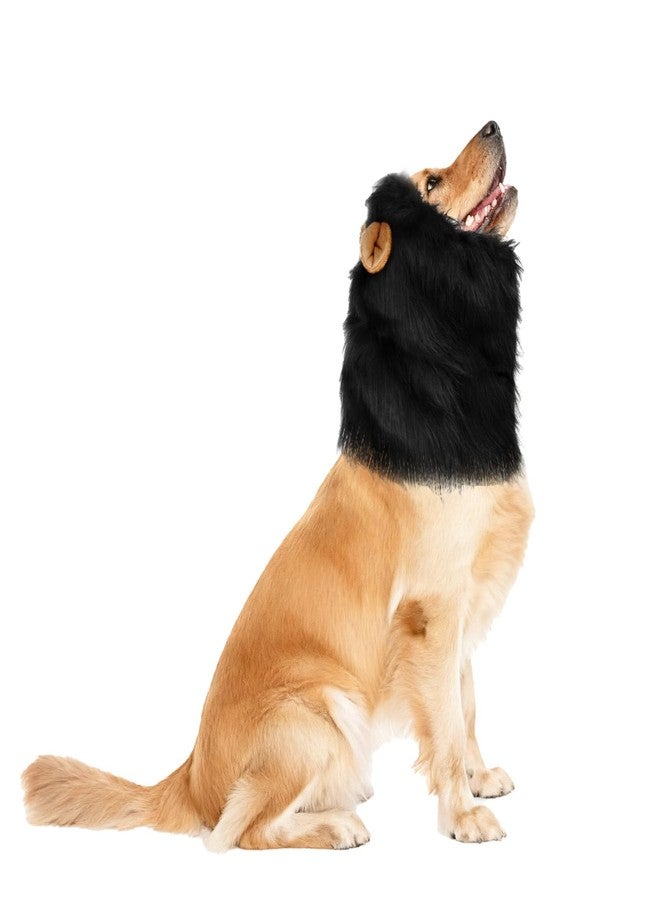 Nydotd Lion Mane for Dog Adjustable Lion Mane Wig with Ears for Medium to Large Sized Dog Costumes for Halloween Christmas Parties (Black) - Image 1