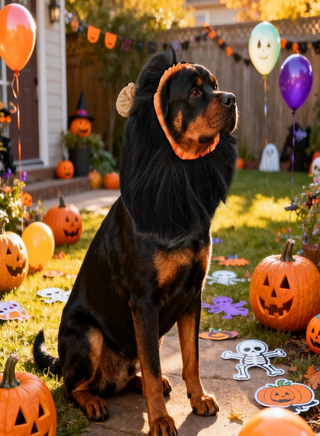 Nydotd Lion Mane for Dog Adjustable Lion Mane Wig with Ears for Medium to Large Sized Dog Costumes for Halloween Christmas Parties (Black) - Image 5