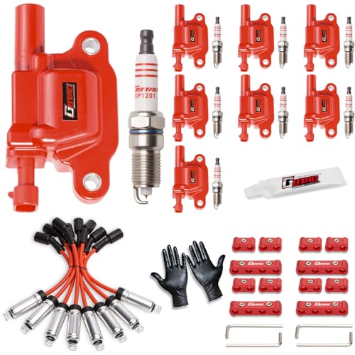 GBTAD Set of 8 Square Ignition Coil Pack and Spark Plug Wires Harness for 5.3 V8 2007 2008 2009 2010 2011 Chevy Silverado 1500 Avalanche Tahoe Suburban GMC Yukon Sierra Coils 5.3L Replaces UF413 - Image 1