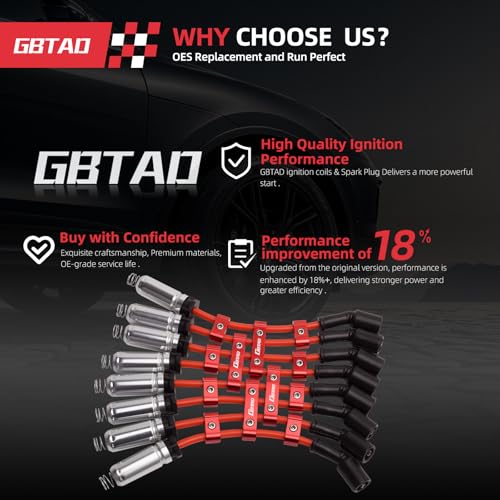 GBTAD Set of 8 Square Ignition Coil Pack and Spark Plug Wires Harness for 5.3 V8 2007 2008 2009 2010 2011 Chevy Silverado 1500 Avalanche Tahoe Suburban GMC Yukon Sierra Coils 5.3L Replaces UF413 - Image 3