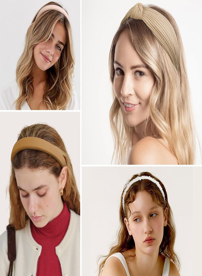 AIBFRID 7 PCS Fashion Headbands for Women Floral Vintage Wide Headband Cute Pearl Head Band Twisted Brown Hair Bands for Girls Hair Non Slip Hair Accessories (Brown) - Image 2
