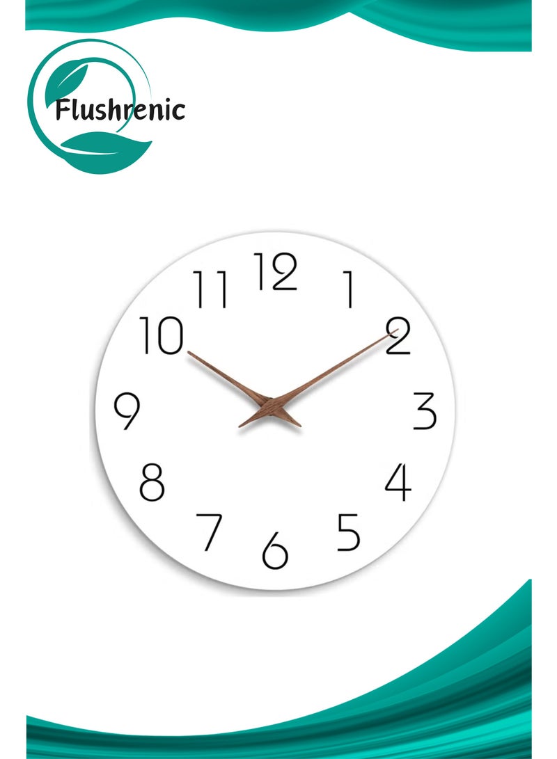 Flushrenic 11inch Wall Clock,Wood Modern Wall Clock,Silent Non Ticking,Battery Operated,for Kitchen, Living Room, Office, Bedroom, Bathroom - Image 1