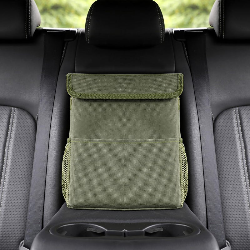 AOKJOY Car Garbage can with lid Leak Proof Vehicle Trash Can 3 Storage Pockets Hanging Waterproof car Trash Bag for SUV Green - Image 3